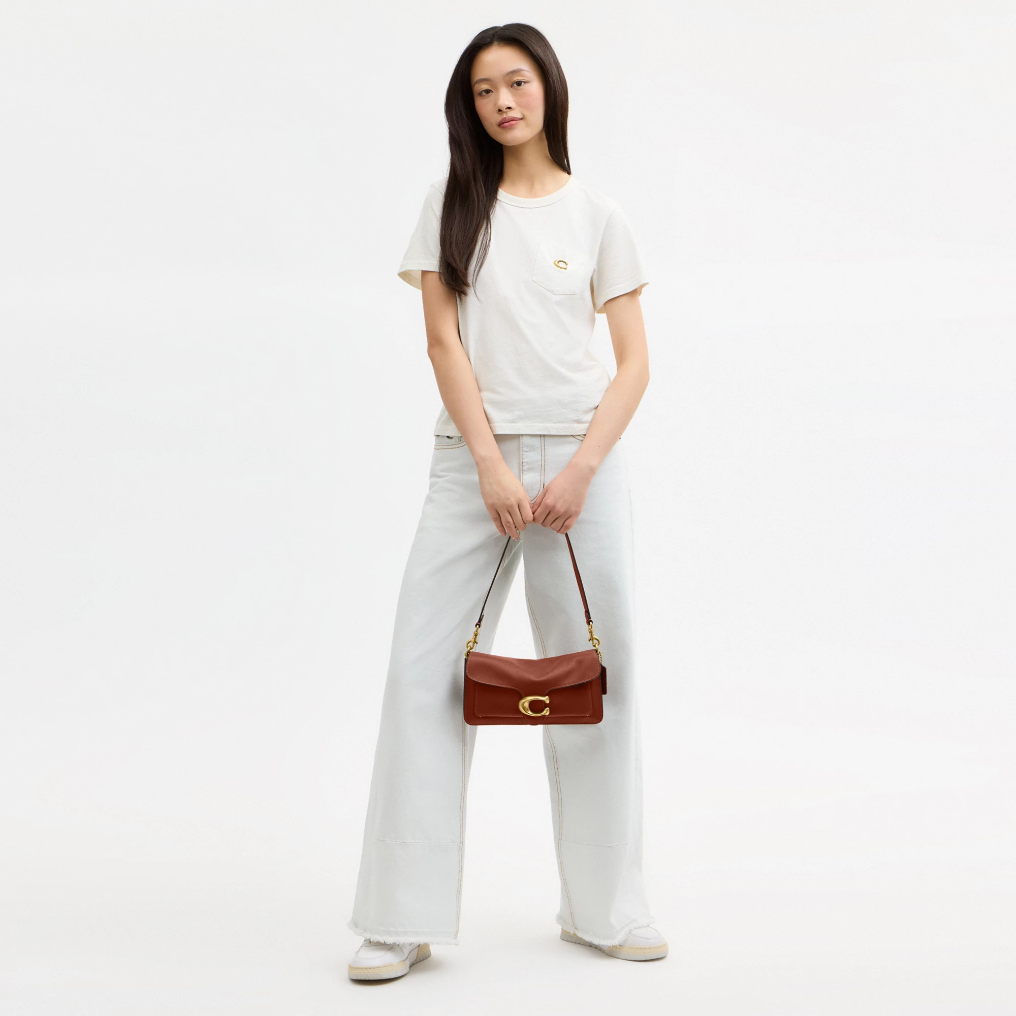 COACH®,Tabby Shoulder Bag 26,Leather,Shoulder Bag,Logo,Metal,Compact,Brass,Casual,Brown,Detail View