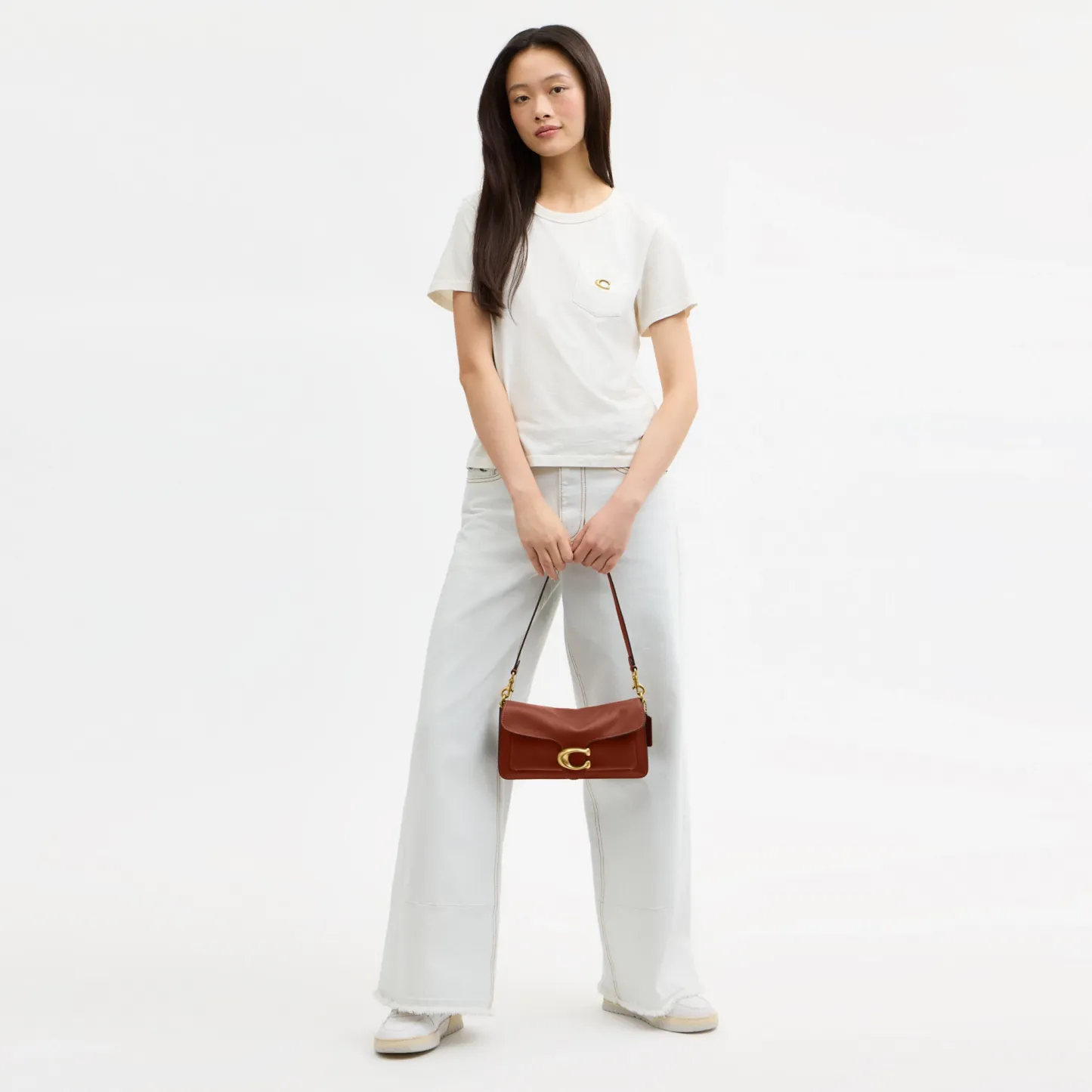COACH®,Tabby Shoulder Bag 26,Leather,Shoulder Bag,Logo,Metal,Compact,Brass,Casual,Brown,Detail View