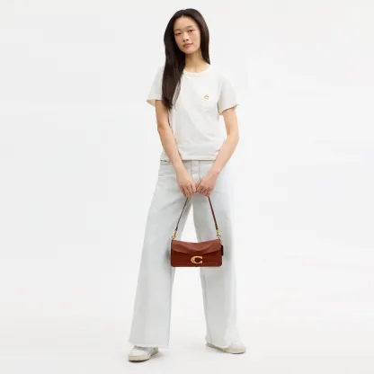 COACH®,Tabby Shoulder Bag 26,Leather,Shoulder Bag,Logo,Metal,Compact,Brass,Casual,Brown,Detail View