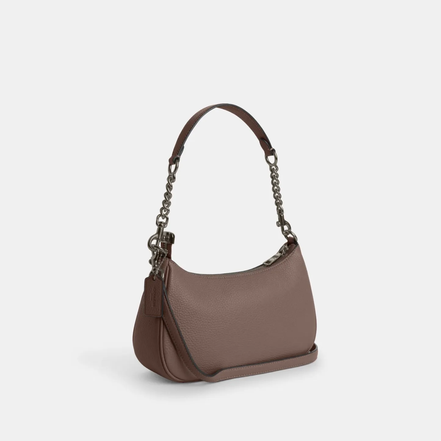 COACH®,Teri Shoulder Bag,Shoulder Bag,Chain Detail,Metal,Logo,Casual,Brown,Angle View