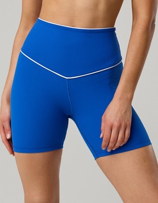OFFLINE By Aerie Real Me XTRA High Waisted 5" Rib Piping Bike Short - Cobalt Jewel