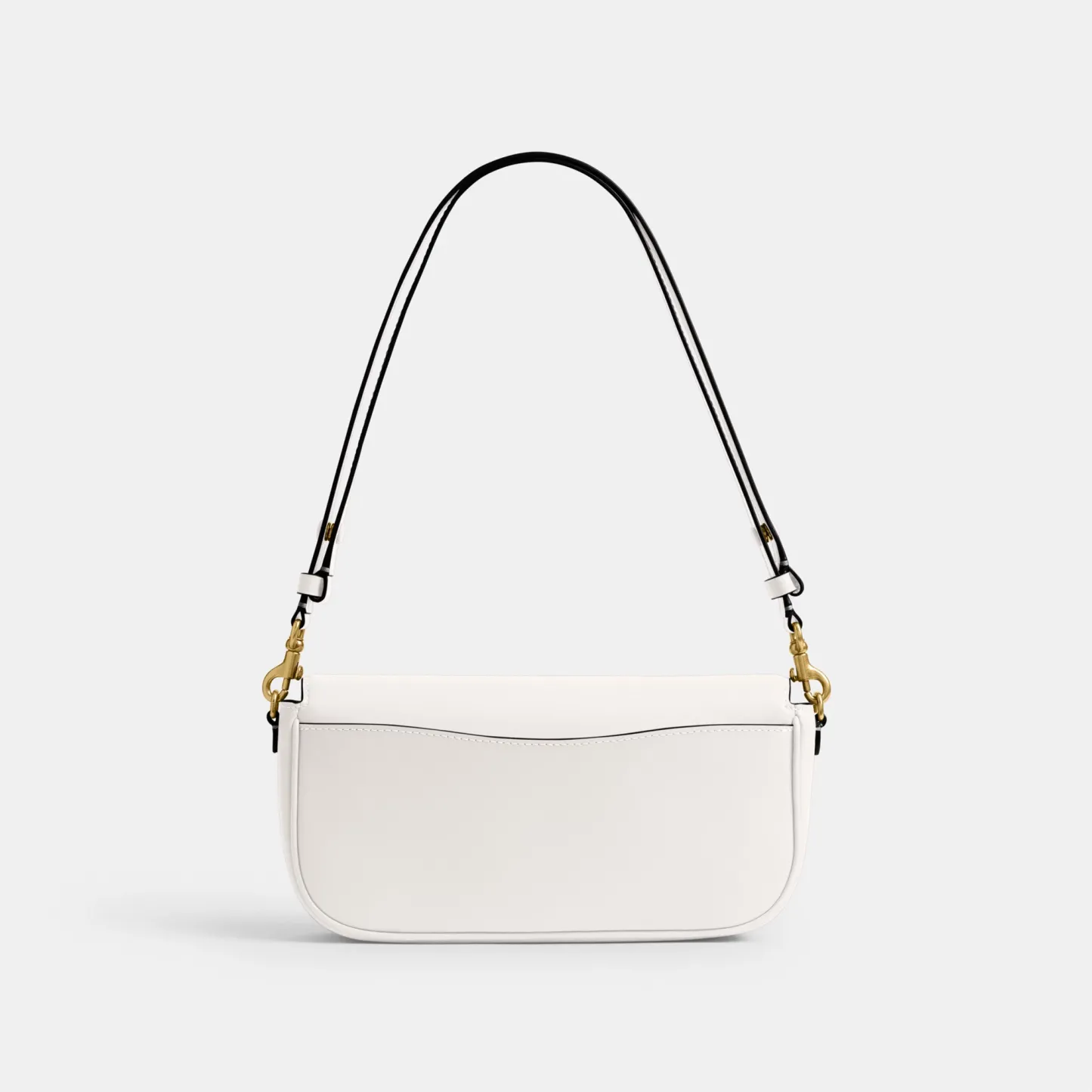COACH®,Brook Flap Chain Bag,Calfskin Leather,Leather,Fabric,Shoulder Bag,Logo,Metal,Compact,Adjustable,Shoulder Guard,Gold...,White,Back View