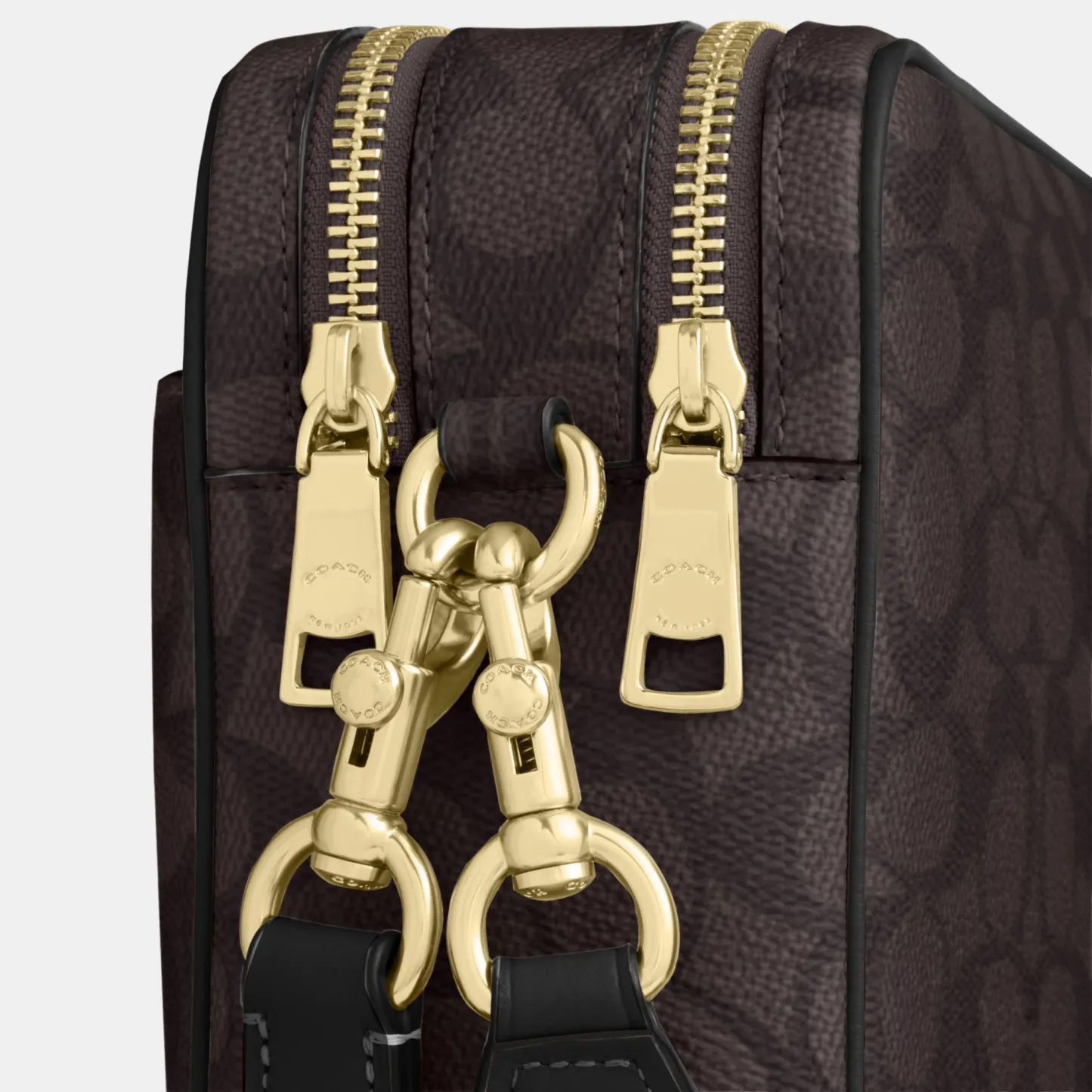 COACH®,Carey Crossbody Bag In Signature Canvas,Leather,Canvas,Recycled Polyester,Camera Bag,Metal,Logo,Sustainable,Gold Pl...,Brown,Closer View