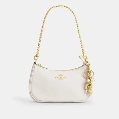 COACH®,Star Cluster Bag Charm,Bag Charm,Crystal,Metal Material,Logo,3D Embellishment,Gold Metal,White,Angle View