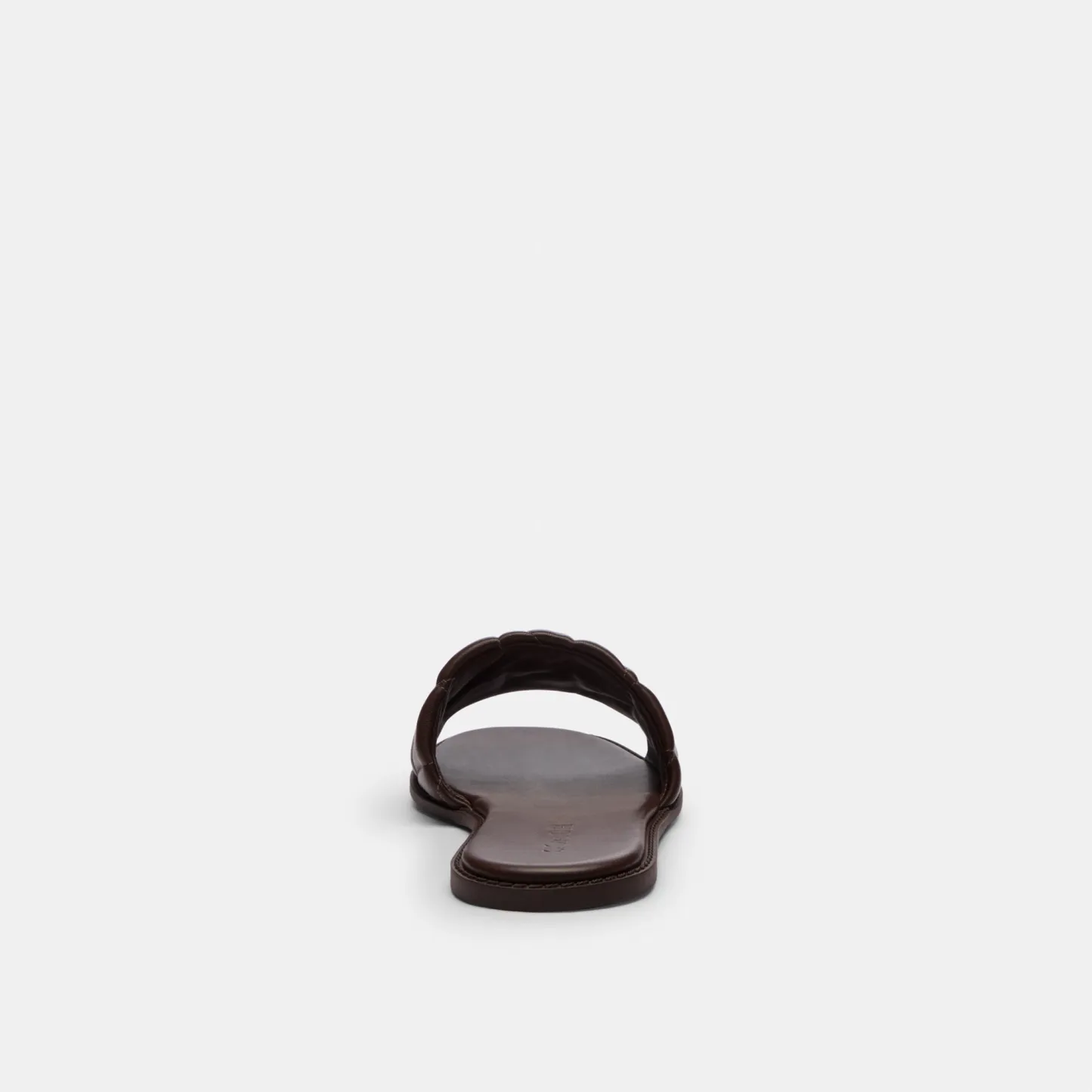 COACH®,Holly Sandal With Quilting,Rubber,Leather,Slides,Metal,Logo,Traction,Cushioned,Casual,Brown,Alternate View