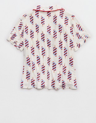Aerie Real Soft® Short Sleeve Pajama Shirt - Rome Blue