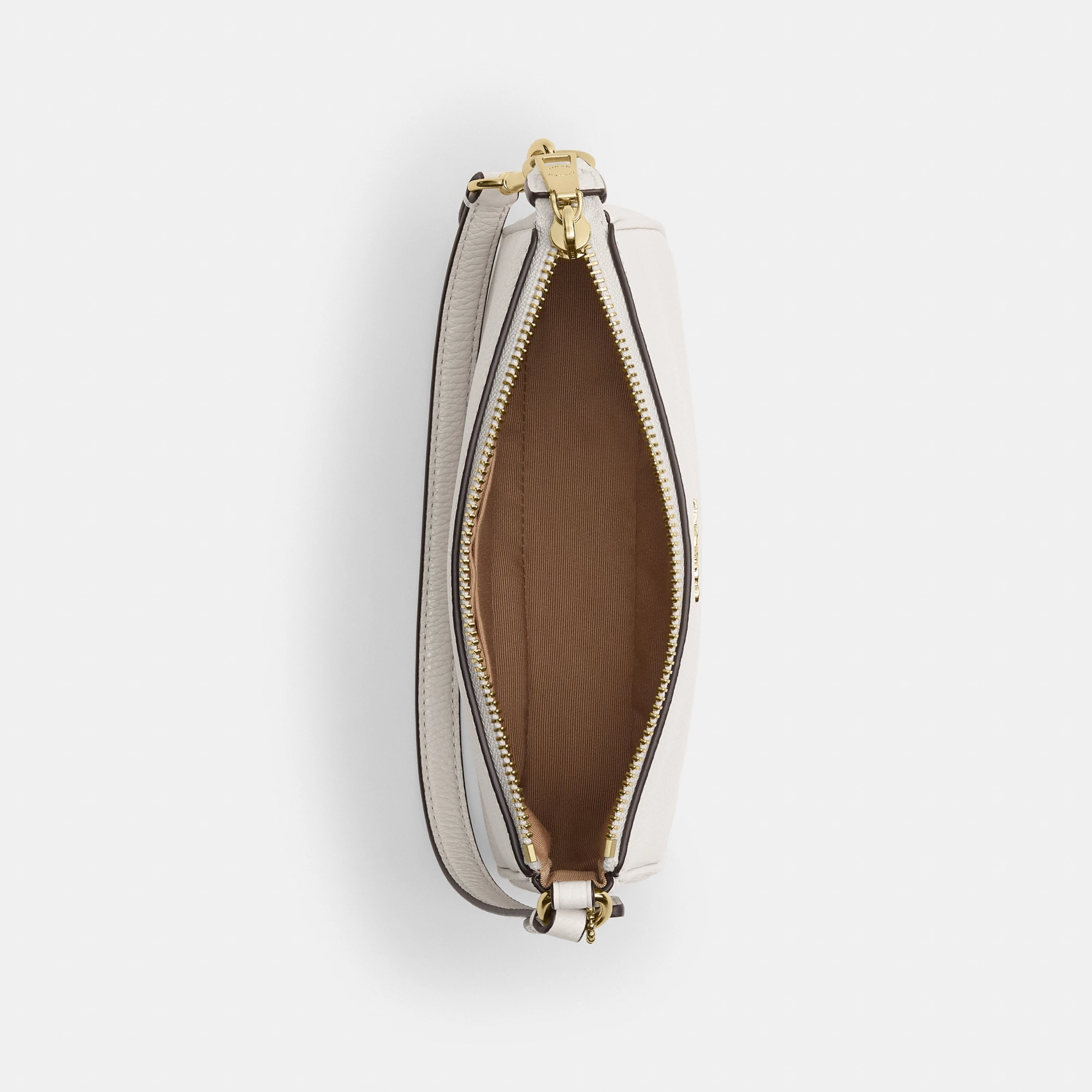 COACH®,Nolita 19,Leather,Pouch,Wristlet,Metal,Logo,Gold Metal,Casual,White,Inside View,Top View