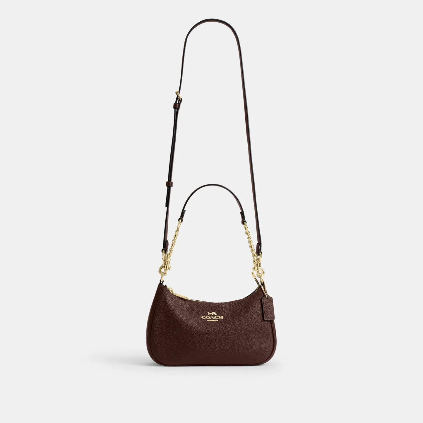 COACH®,Teri Shoulder Bag,Shoulder Bag,Chain Detail,Metal,Logo,Casual,Brown
