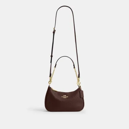 COACH®,Teri Shoulder Bag,Shoulder Bag,Chain Detail,Metal,Logo,Casual,Brown