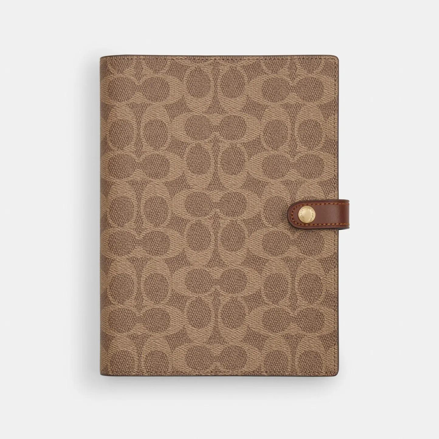 COACH®,Notebook In Signature Canvas,Leather,Notebook,Brown,Front View