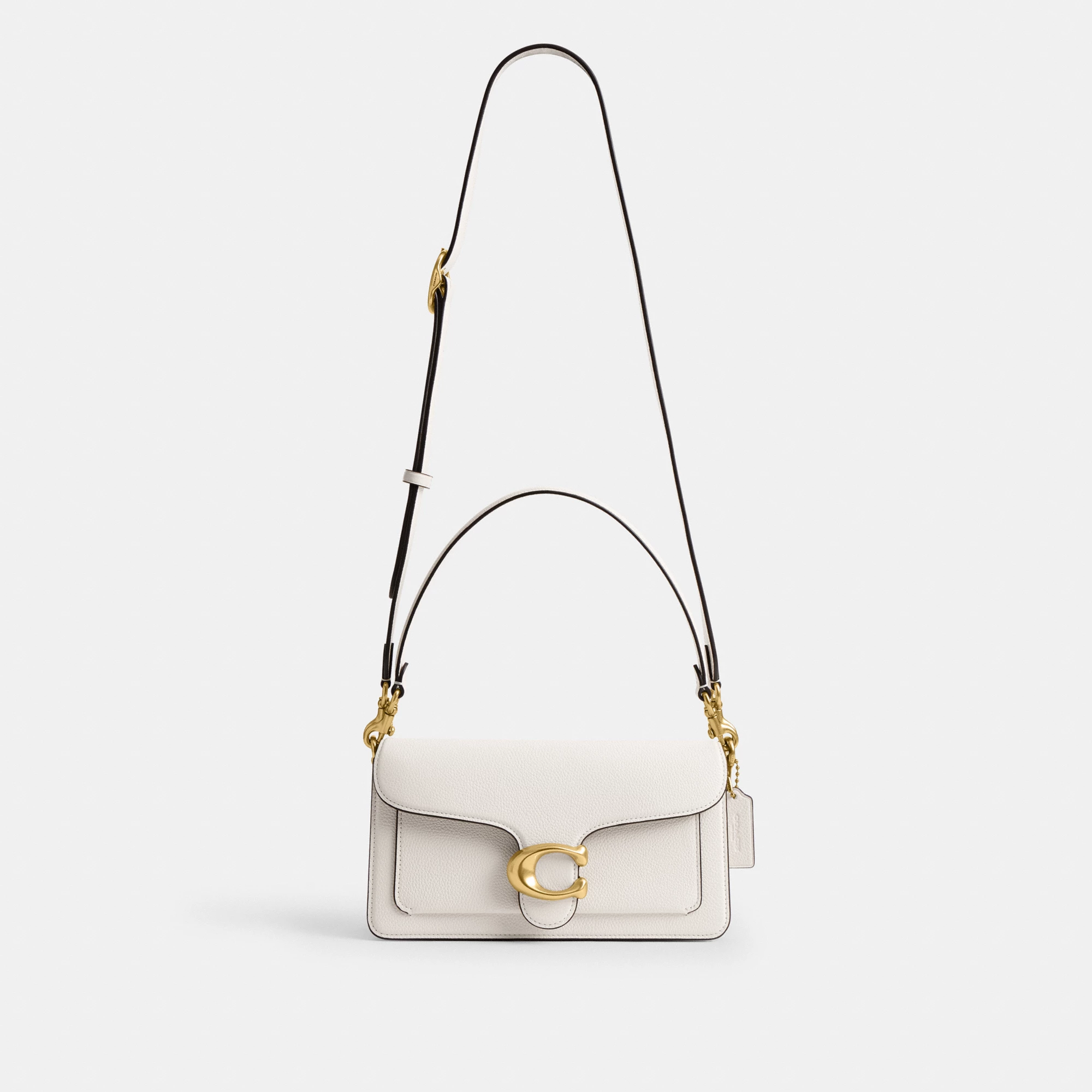 COACH®,Tabby Shoulder Bag 26,Leather,Shoulder Bag,Crossbody,Logo,Gusset,Gold Metal,Casual,White