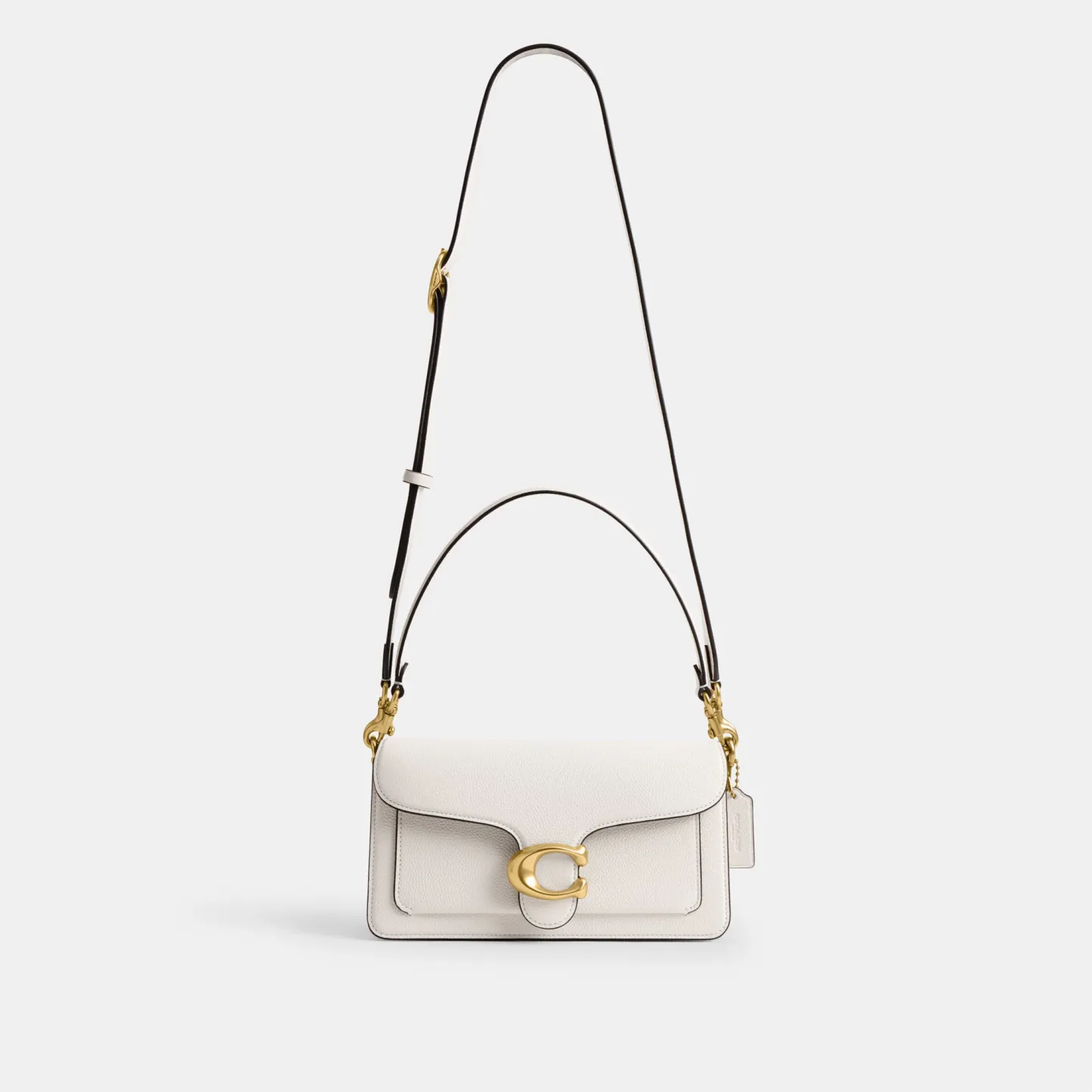 COACH®,Tabby Shoulder Bag 26,Leather,Shoulder Bag,Crossbody,Logo,Gusset,Gold Metal,Casual,White