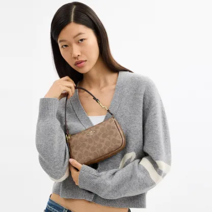 COACH®,Nolita 19 In Signature Canvas,Canvas,Shoulder Bag,Metal,Casual,Brown,Detail View