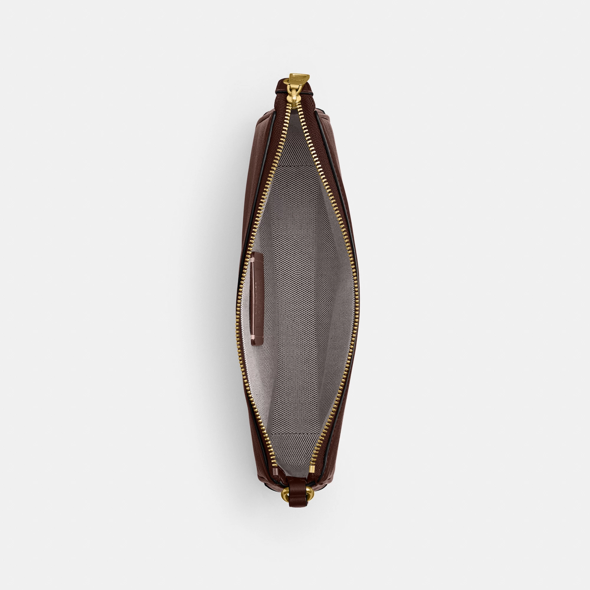 COACH®,Plaza Bag,Fabric,Leather,Shoulder Bag,Logo,Compact,Lined,Gold Metal,Casual,Brown,Inside View,Top View