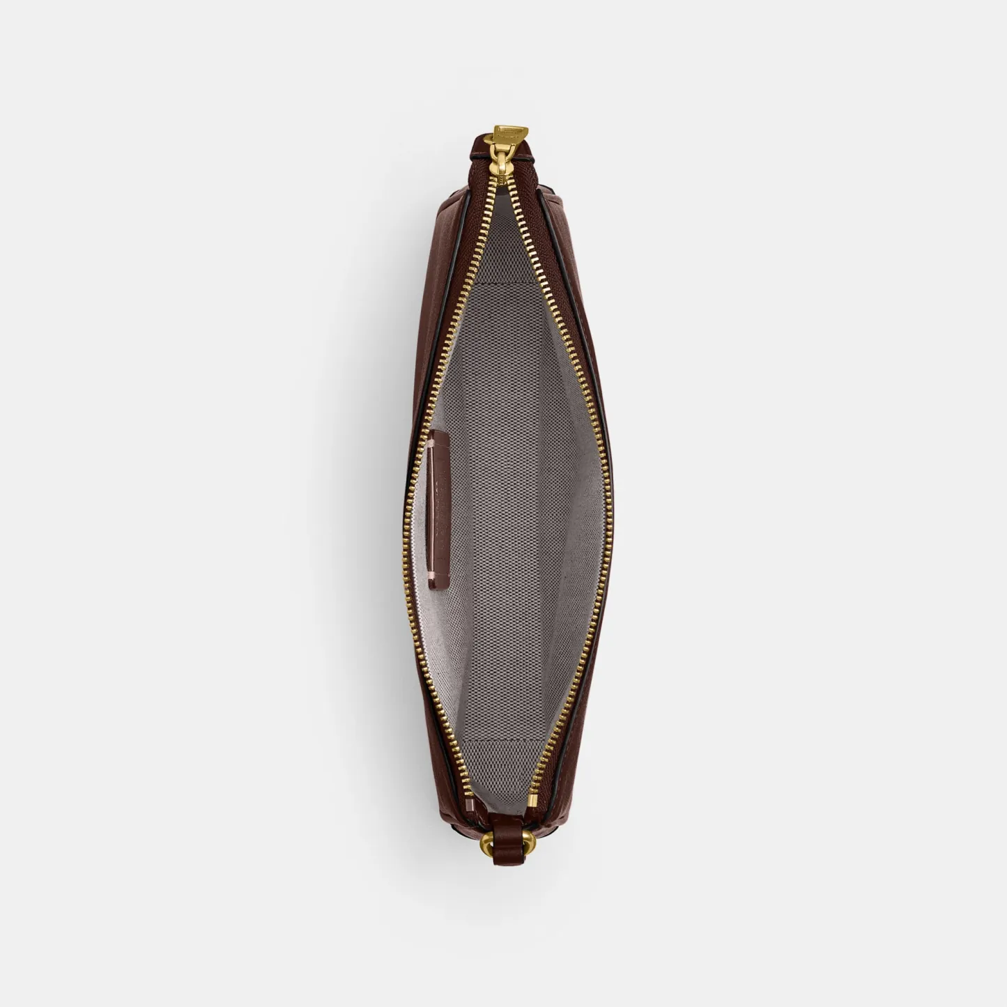 COACH®,Plaza Bag,Fabric,Leather,Shoulder Bag,Logo,Compact,Lined,Gold Metal,Casual,Brown,Inside View,Top View