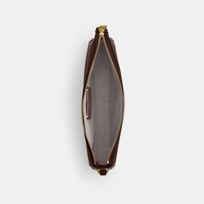 COACH®,Plaza Bag,Fabric,Leather,Shoulder Bag,Logo,Compact,Lined,Gold Metal,Casual,Brown,Inside View,Top View