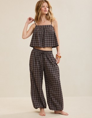 Aerie Seersucker Balloon Pant - Deep Earth