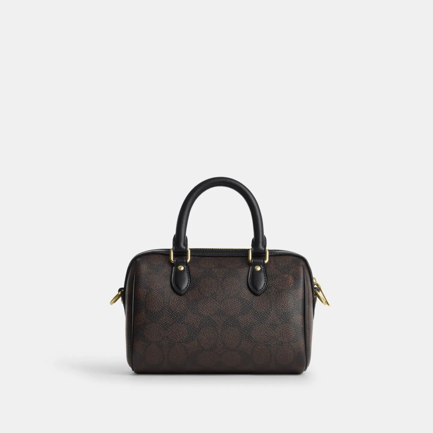 COACH®,Mini Rowan Crossbody Bag In Signature Canvas,Canvas,Recycled Polyester,Faux Leather,Metal,Logo,Casual,Black,Back View