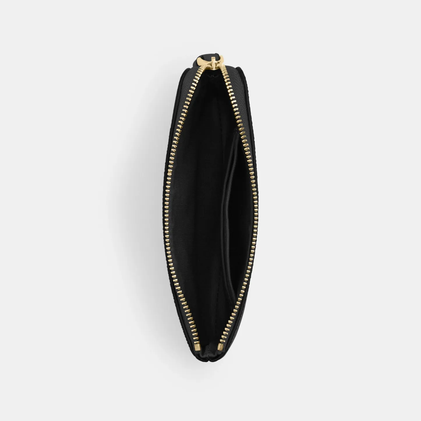 COACH®,Corner Zip Wristlet,Leather,Pouch,Wristlet,Word Embellishment,Logo,Black,Inside View,Top View
