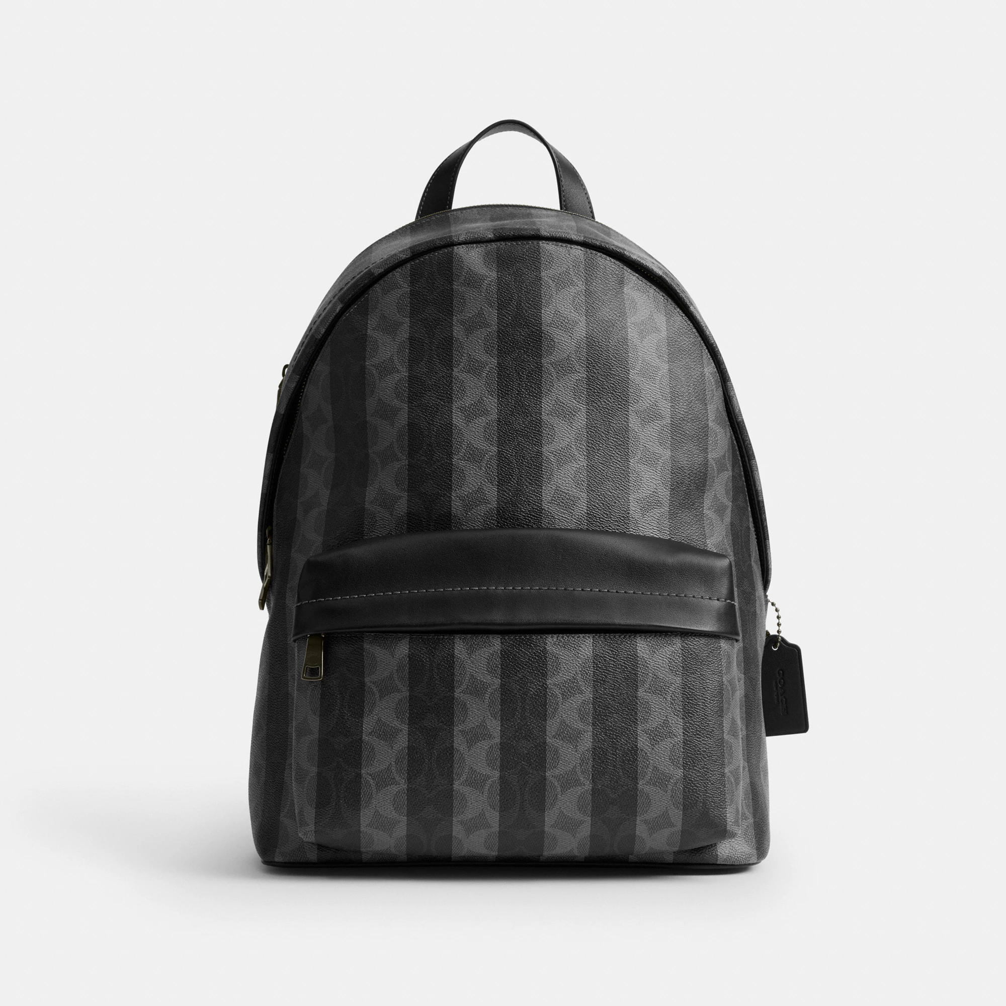COACH®,Taylor Backpack In Signature Canvas With Stripes,Black,Front View
