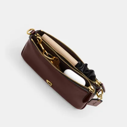 COACH®,Audrey Crossbody Bag,Recycled Polyester,Leather,Lining Recycled Polyester,Shoulder Bag,Metal Material,Metal,Pendant...,Brown,Inside View,Top View