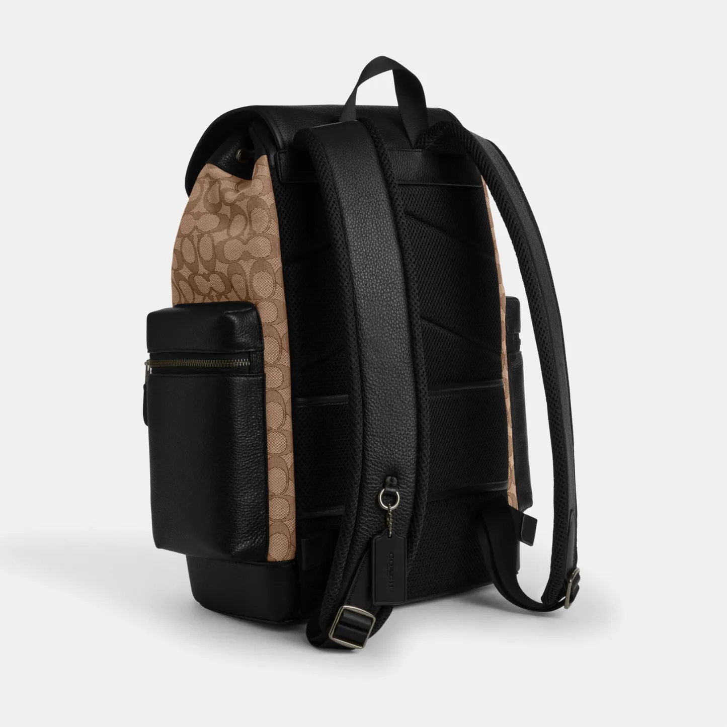 COACH®,Sprint Backpack In Signature Jacquard,Calfskin Leather,Canvas,Backpack,Adjustable,Casual,Multi Color,Angle View