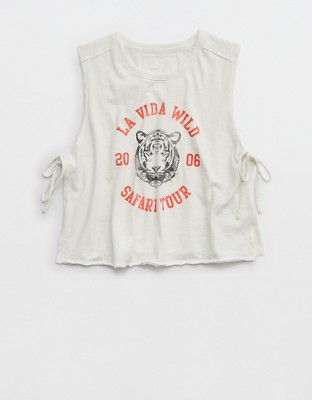 Aerie Happiest Side Tie Tank - Soft Muslin