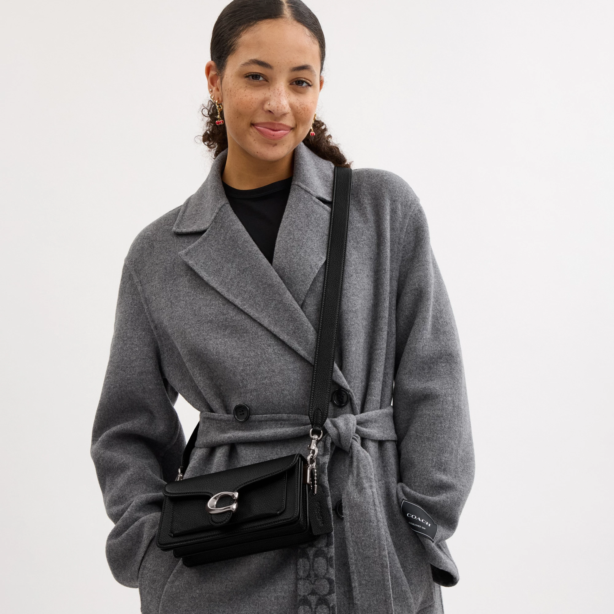 COACH®,Tabby Shoulder Bag 20,Leather,Shoulder Bag,Embossed,Metal,Logo,Day Party,Black