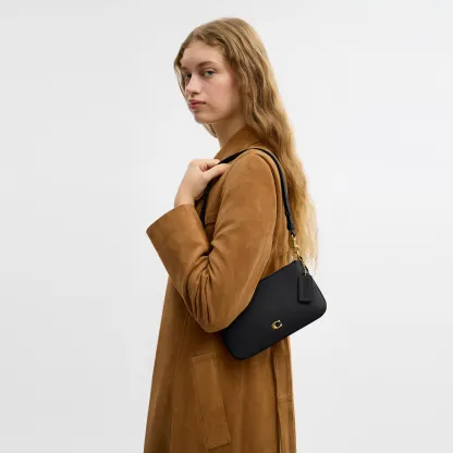 COACH®,Audrey Crossbody Bag,Recycled Polyester,Leather,Lining Recycled Polyester,Shoulder Bag,Metal Material,Metal,Pendant...,Black,Detail View