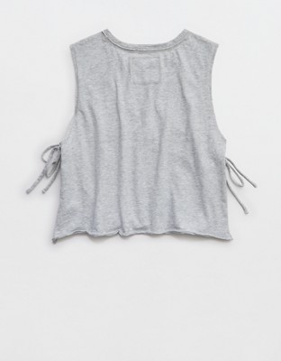 Aerie Happiest Side Tie Tank - Medium Heather Gray
