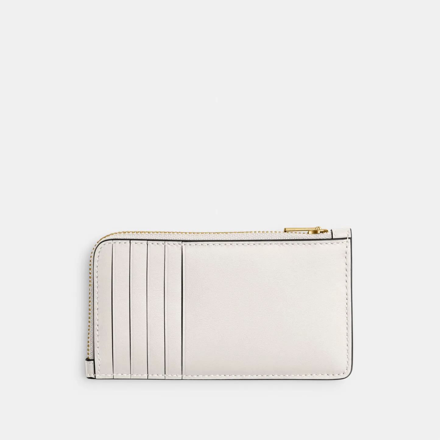 COACH®,New York Zip Card Case,Leather,Calfskin Leather,Card Case,Coin,Word Embellishment,Logo,Casual,White,Back View