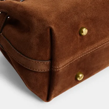 COACH®,Empire Carryall Bag 34,Suede,Shoulder Bag,Logo,Brass,Casual,Brown,Outsole View
