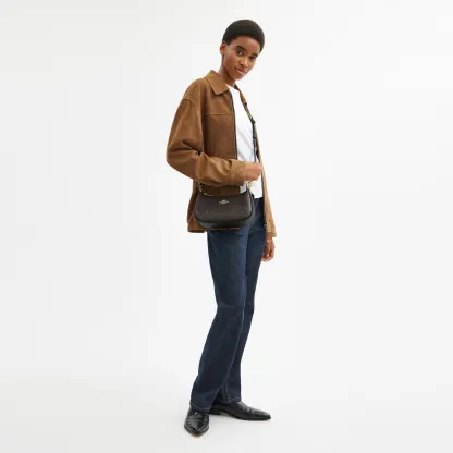 COACH®,Teri Shoulder Bag In Signature Canvas,Shoulder Bag,Logo,Tag Embellishment,Embossed,Metal,Casual,Brown,Detail View