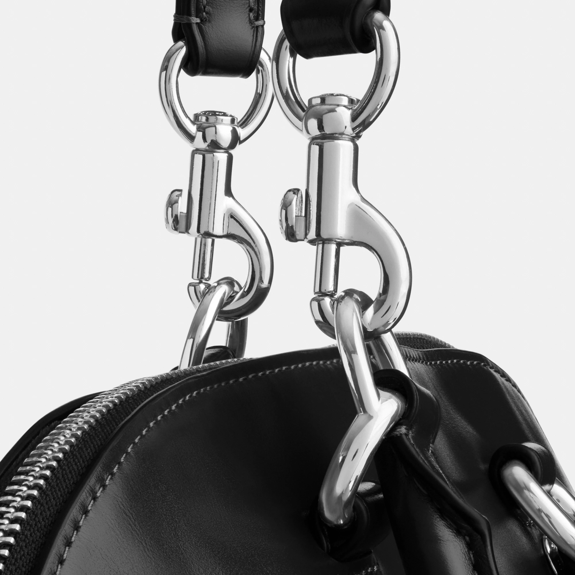COACH®,Lara Satchel Bag,Recycled Polyester,Satchel,Logo,Metal,Casual,Black,Closer View