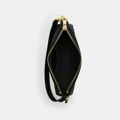 COACH®,Nolita 19,Leather,Pouch,Wristlet,Metal,Logo,Gold Metal,Casual,Black,Inside View,Top View
