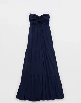 Aerie Strapless Cut Out Maxi Dress - Navy