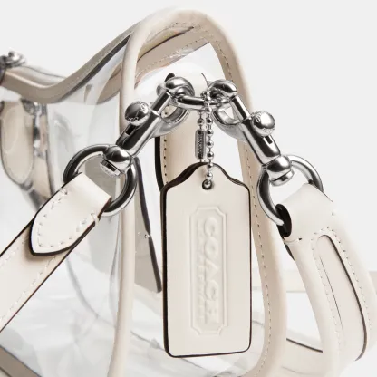 COACH®,Stadium Swinger Bag,Leather,Shoulder Bag,Sheer,Piping,Applique,Casual,White,Closer View