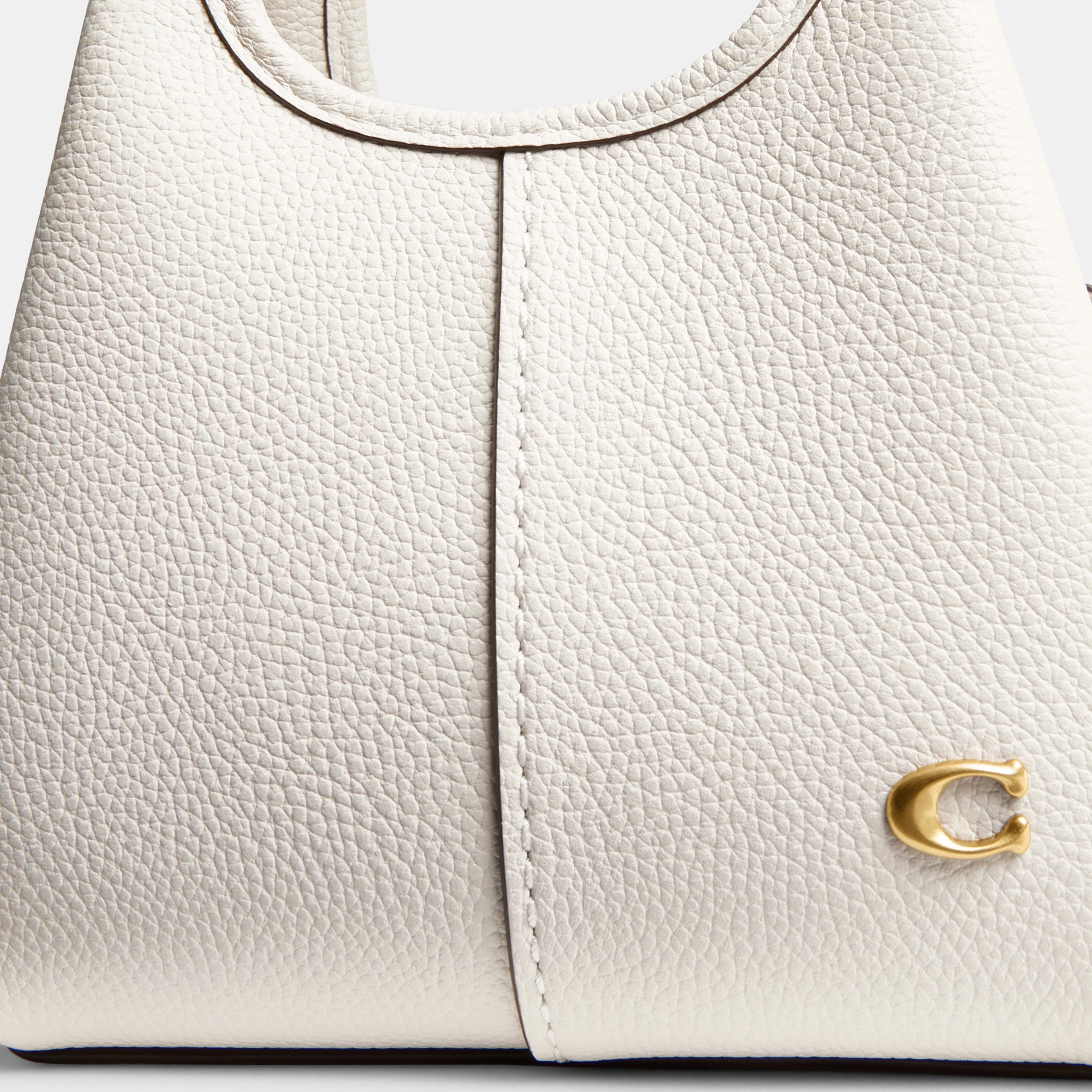 COACH®,Lana Shoulder Bag 19,Leather,Crossbody,Metal,Logo,Shoulder Guard,Brass,Casual,White,Closer View