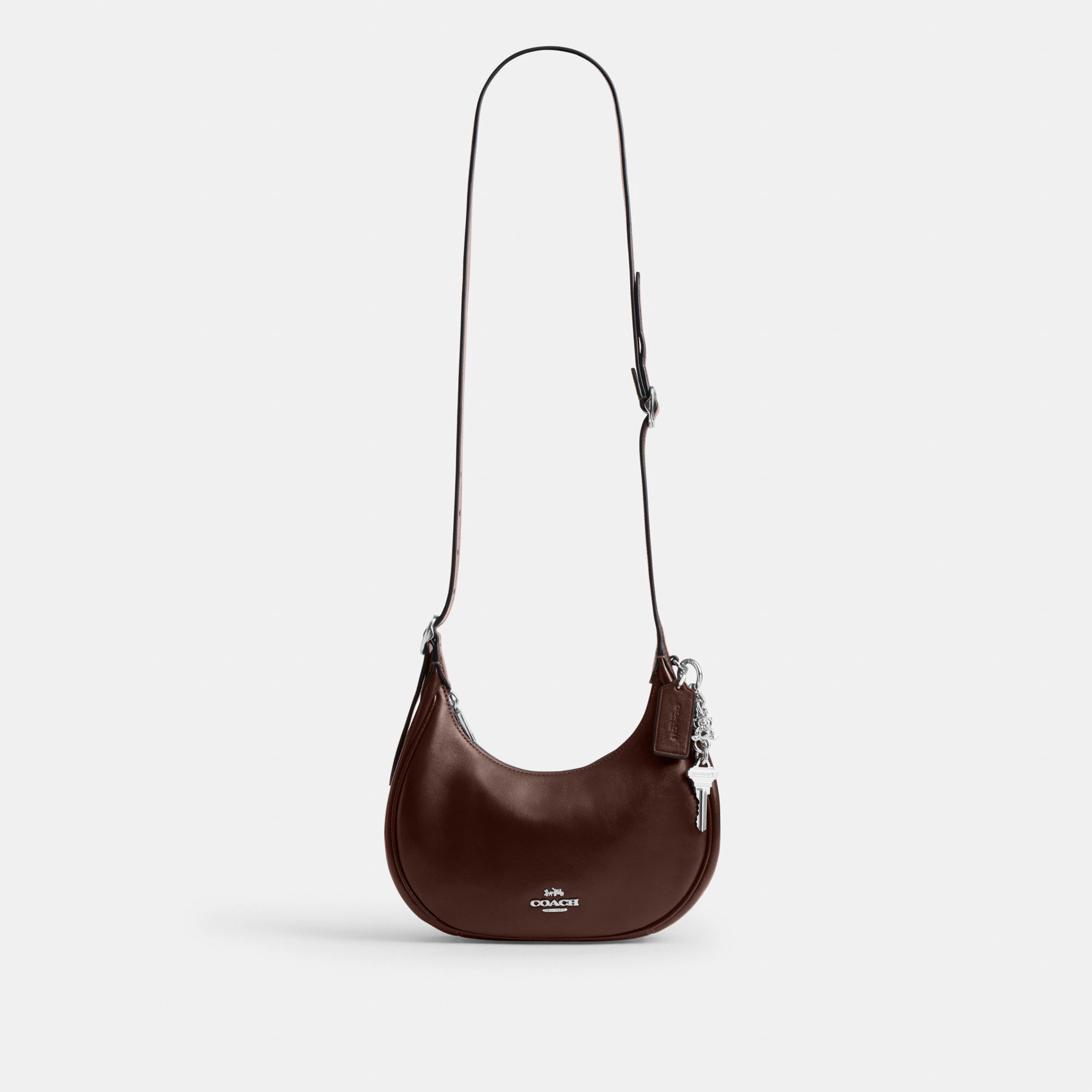 COACH®,Emily Shoulder Bag,Leather,Recycled Polyester,Lining Recycled Polyester,Hobo,Metal Material,3D Embellishment,Metal,...,Brown