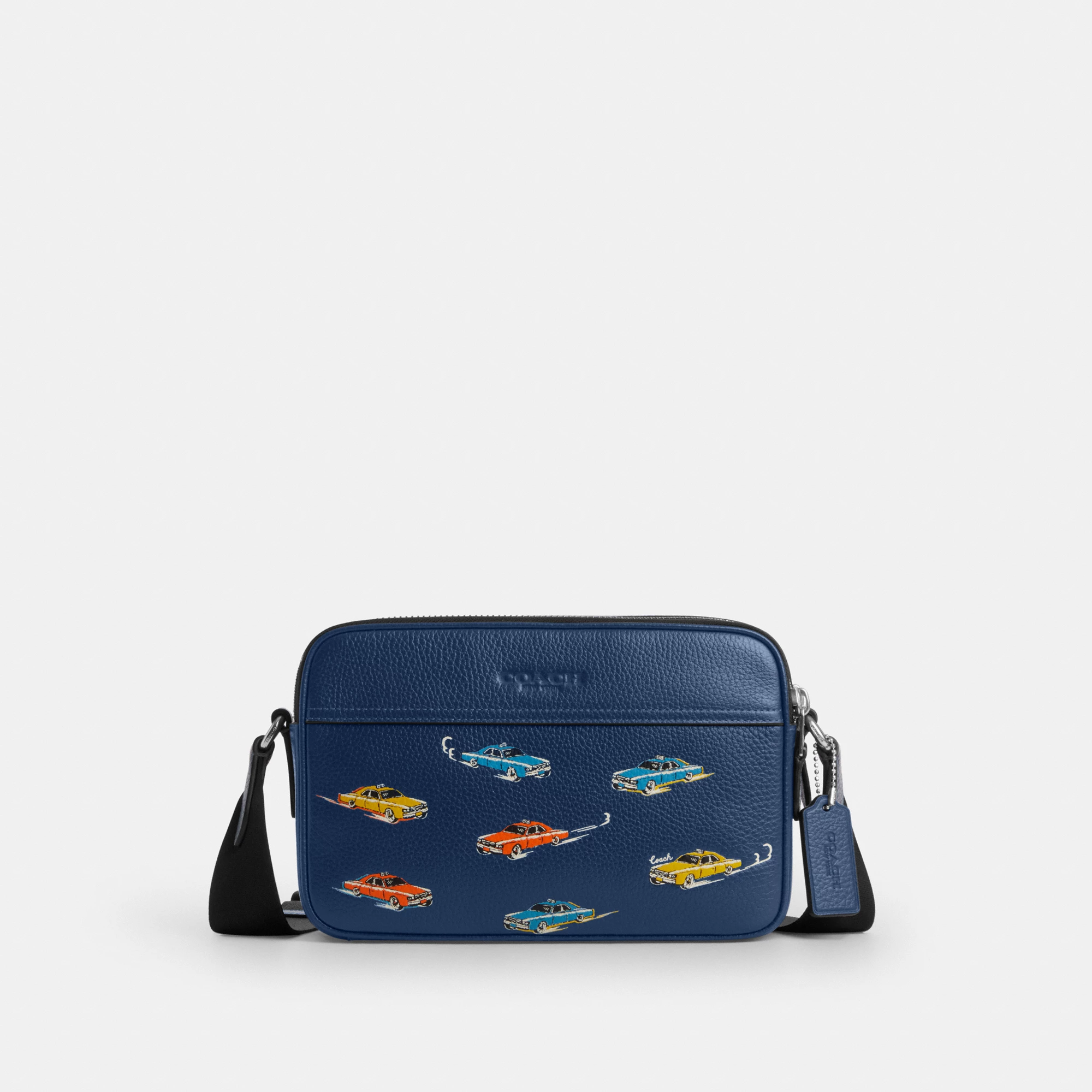 COACH®,Graham Crossbody Bag With Car Print,Blue,Front View