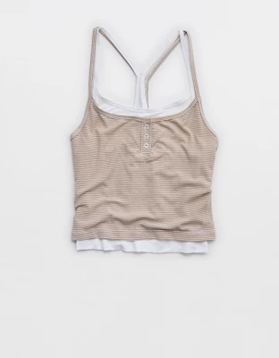 OFFLINE By Aerie Thumbs Up Layered Tank Top - Toasted Almond