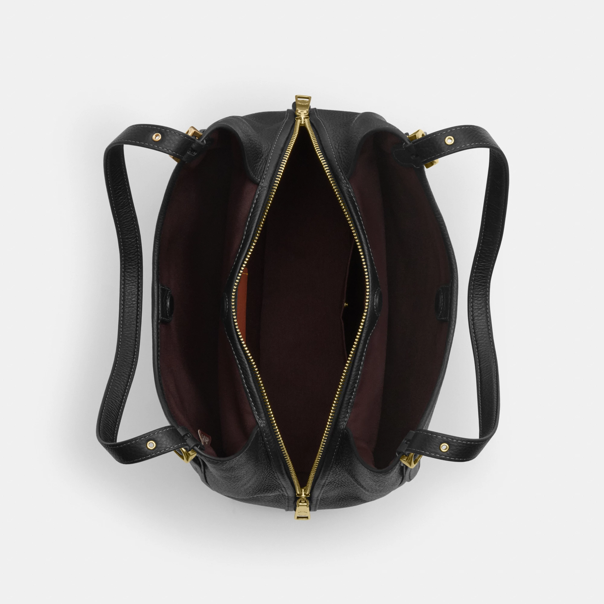 COACH®,Erin Shoulder Bag,Leather,Shoulder Bag,Logo,Gold Metal,Casual,Black,Inside View,Top View