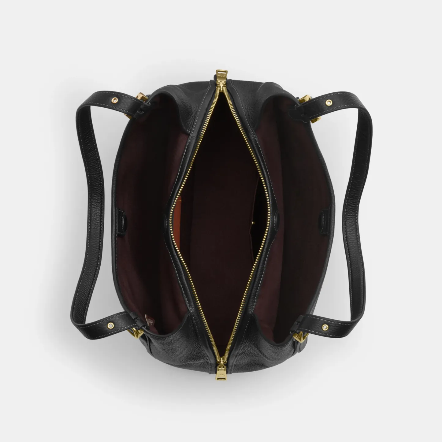 COACH®,Erin Shoulder Bag,Leather,Shoulder Bag,Logo,Gold Metal,Casual,Black,Inside View,Top View