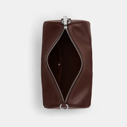 COACH®,Andre Barrel Bag 30,Leather,Recycled Polyester,Barrel Bag,Adjustable,Sustainable,Convertible,Durable Fabric,Silver ...,Brown,Inside View,Top View