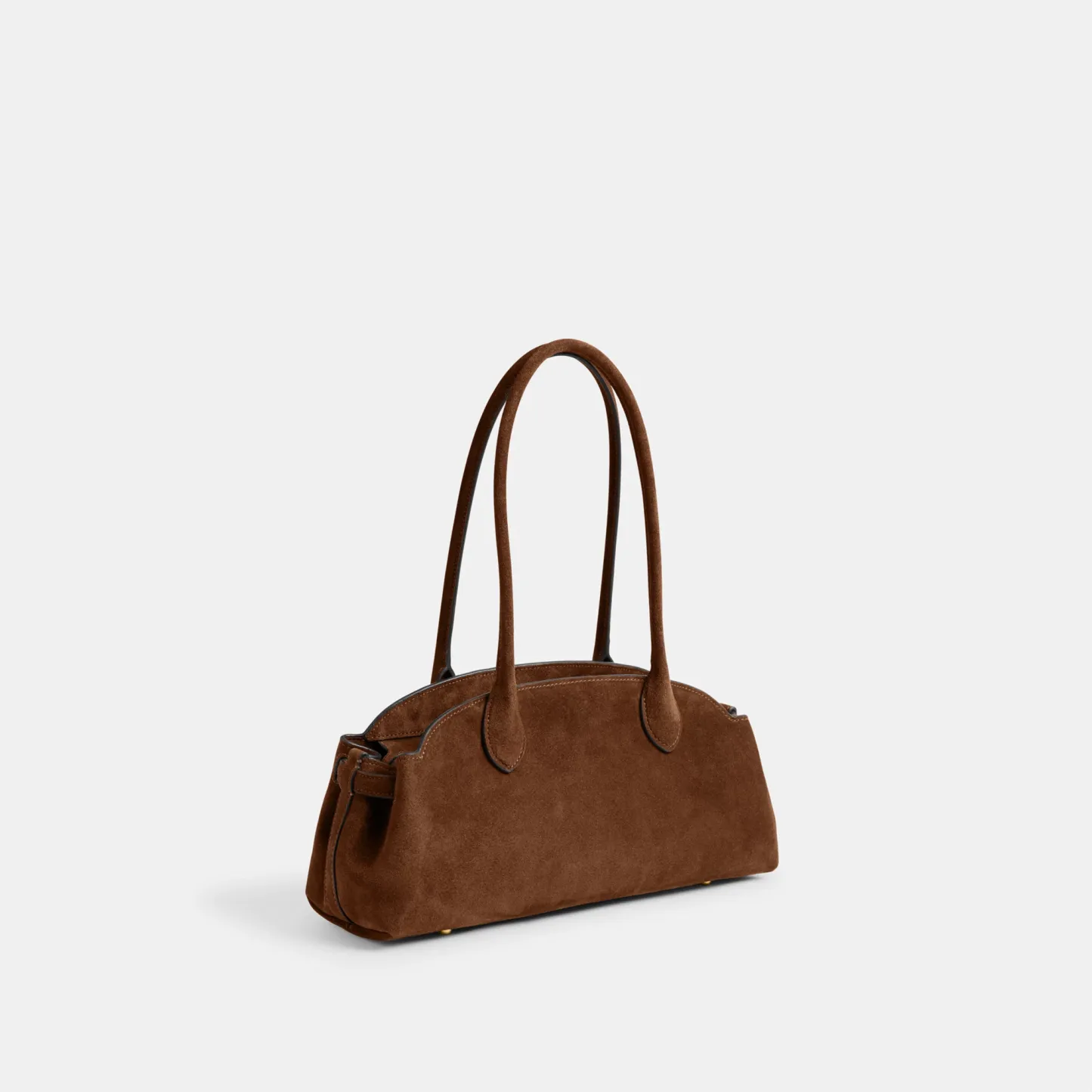 COACH®,Empire Carryall Bag 34,Suede,Shoulder Bag,Logo,Brass,Casual,Brown,Angle View