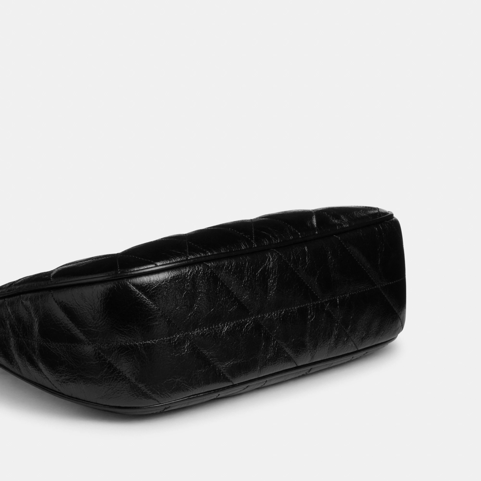 COACH®,Teri Shoulder Bag With Quilting,Recycled Polyester,Leather,Shoulder Bag,Metal,Logo,Silver Metal,Casual,Black,Outsole View