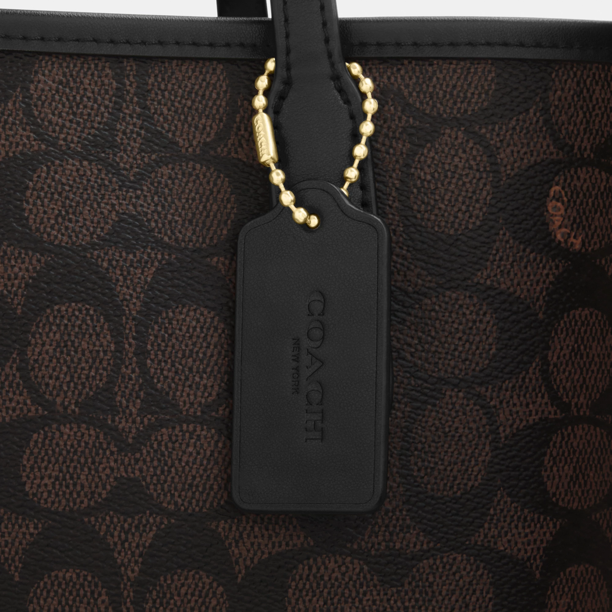 COACH®,City Tote Bag In Signature Canvas,Tote,Metal,Tag Embellishment,Color Block,Embossed,Piping,Logo,Casual,Multi Color,Closer View