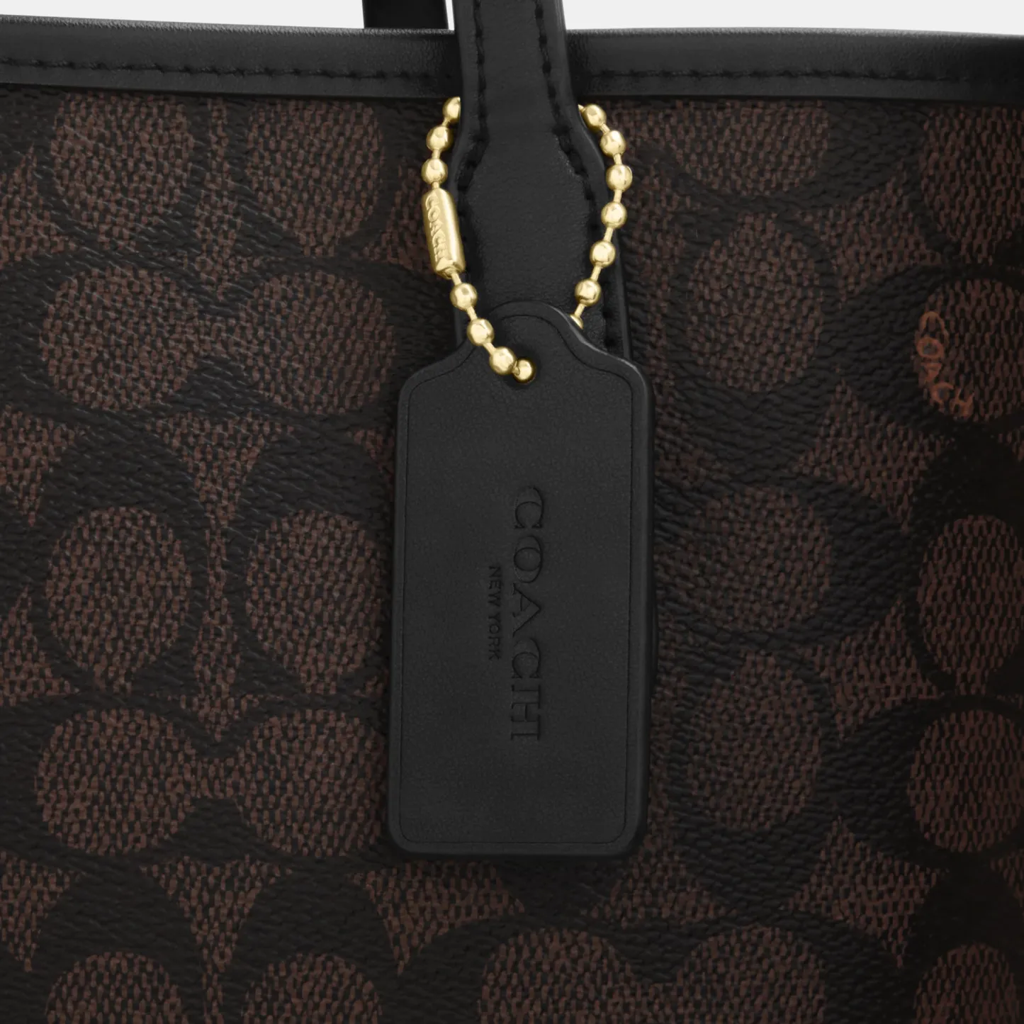 COACH®,City Tote Bag In Signature Canvas,Tote,Metal,Tag Embellishment,Color Block,Embossed,Piping,Logo,Casual,Multi Color,Closer View