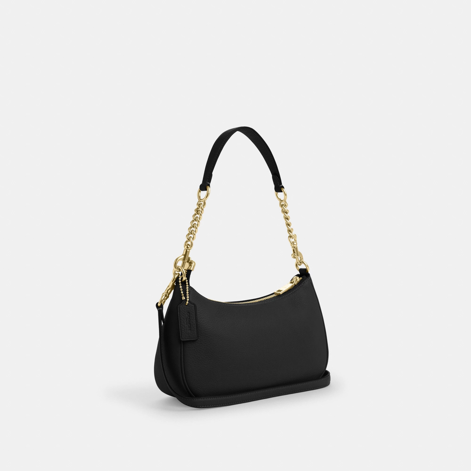 COACH®,Teri Shoulder Bag,Shoulder Bag,Chain Detail,Metal,Logo,Casual,Black,Angle View