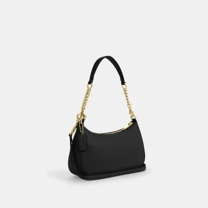 COACH®,Teri Shoulder Bag,Shoulder Bag,Chain Detail,Metal,Logo,Casual,Black,Angle View